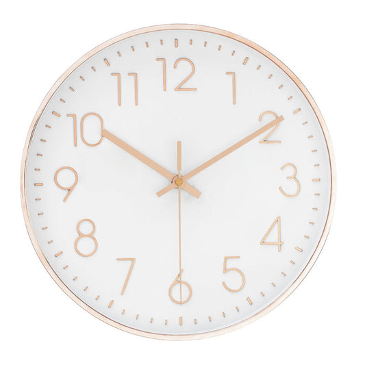 12-inch champagne gold simple Nordic wall clock 30cm x 30cm silent simple rose gold white three-dimensional digital scale silent wall clock wall clock clock electronic clock