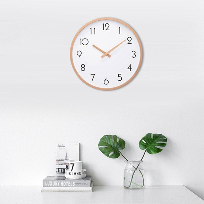 12-inch Nordic simple wall clock living room silent wooden clock 30cm x 30cm