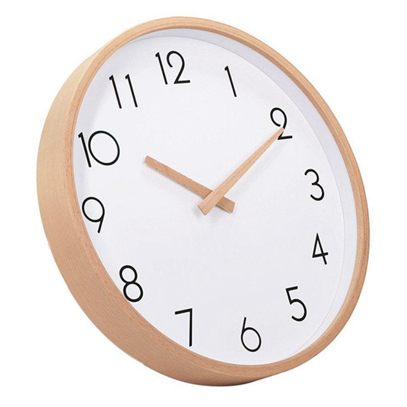 12-inch Nordic simple wall clock living room silent wooden clock 30cm x 30cm
