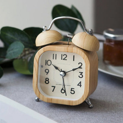 Retro simple wooden bedside alarm clock