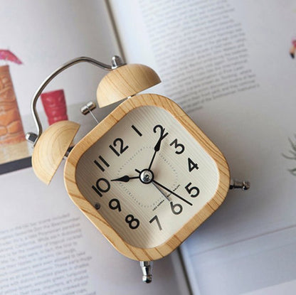 Retro simple wooden bedside alarm clock