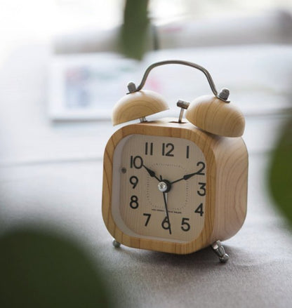 Retro simple wooden bedside alarm clock