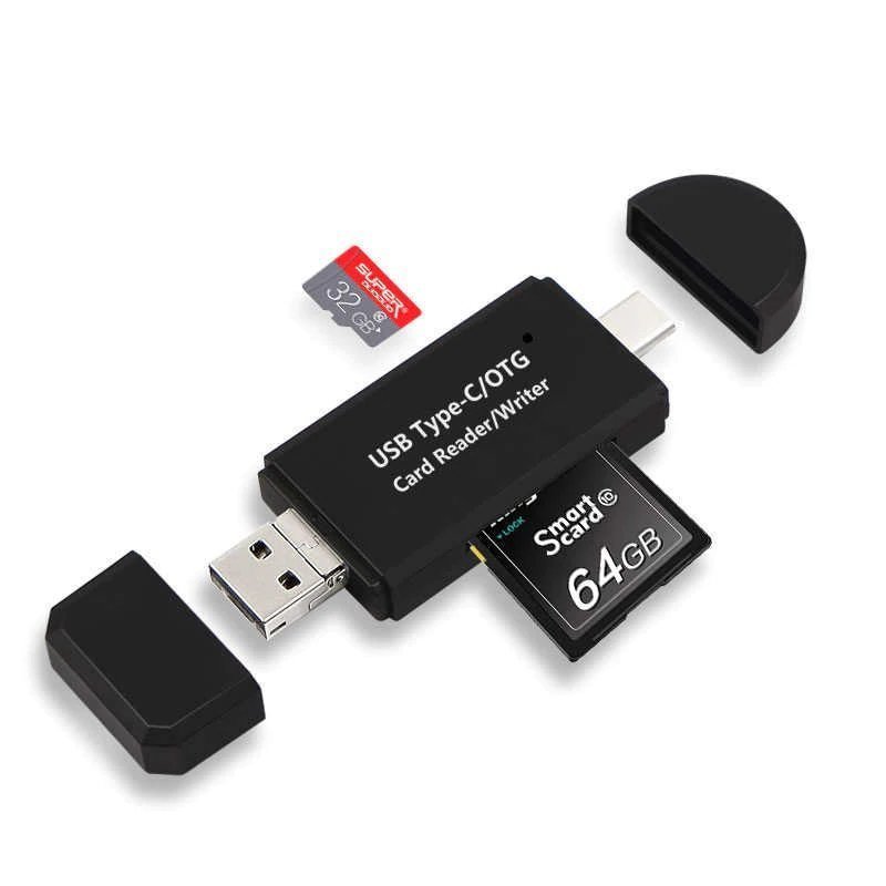 升級3.0 Type C 讀卡 手機平板電腦 USB Type-C 讀卡器 OTG存儲卡適配器 適用於SD Micro SD TF卡 3.0 擴充神器 便攜 二合一讀卡器 Samsung 手機適用