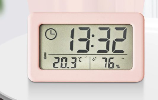 Upgraded seat table indoor and outdoor thermometer hygrometer electronic clock ultra-thin car temperature hygrometer portable real-time clock high-precision baby room essential moisture-proof and eczema-proof bathroom clock electronic clock