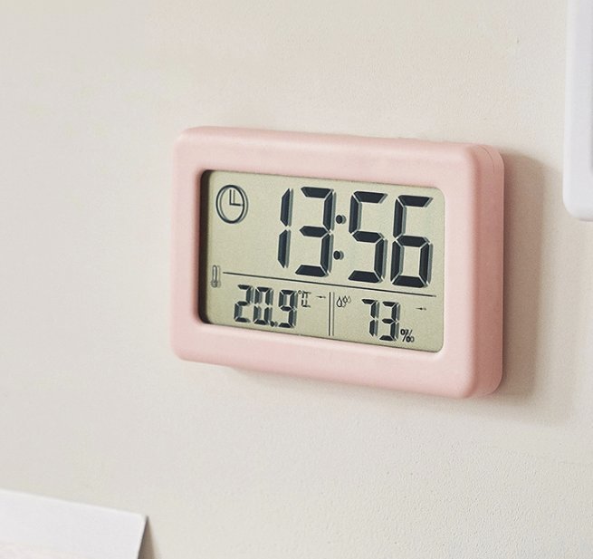 升級款 座枱室內室外溫度計濕度計電子鐘 超薄 汽車溫度濕度計 便攜式實時時鐘 高精度嬰兒房必備 防潮防濕疹 浴室鐘 電子鐘