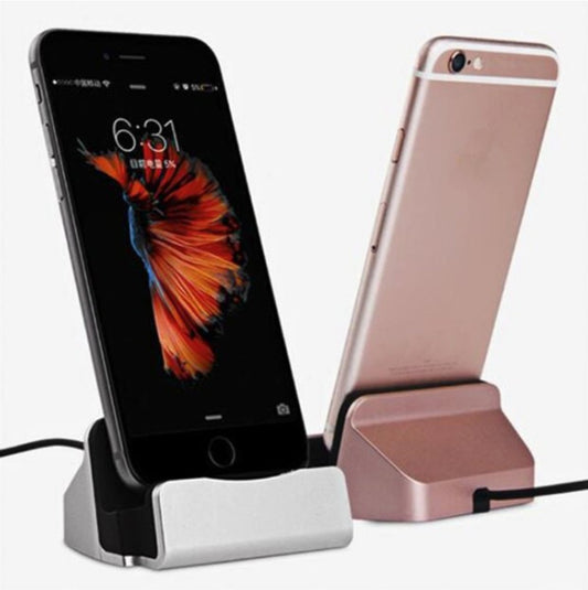 iPhone Lightning USB charging stand silver phone holder charger