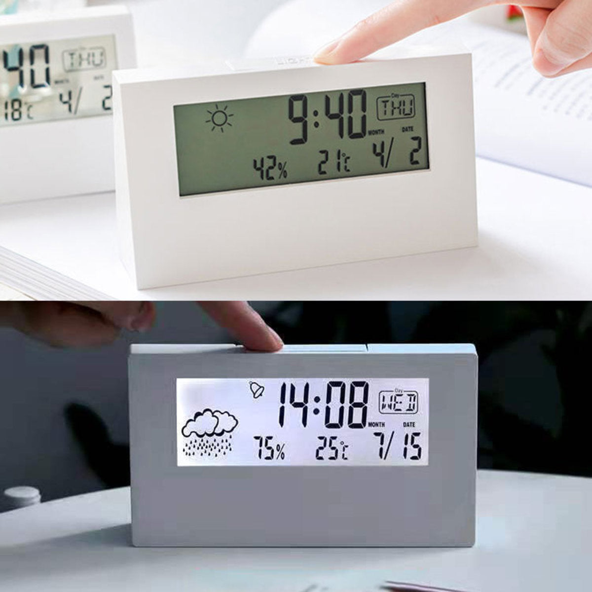 Japanese simple weather forecast LED multi-functional electronic clock silent and unprinted electronic clock