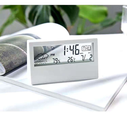 日式簡約透明LED多功能電子鐘 靜音無印風 電子鐘