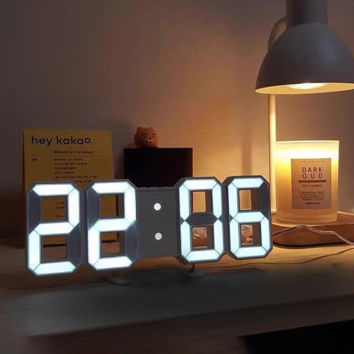 Stylish smart LED three-dimensional digital temperature display clock USB powered electronic clock