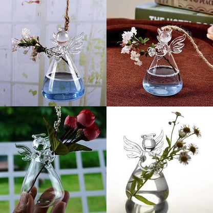 2個 小天使玻璃花瓶花樽 北歐客廳茶几桌面天使玻璃水培小花瓶 花瓶