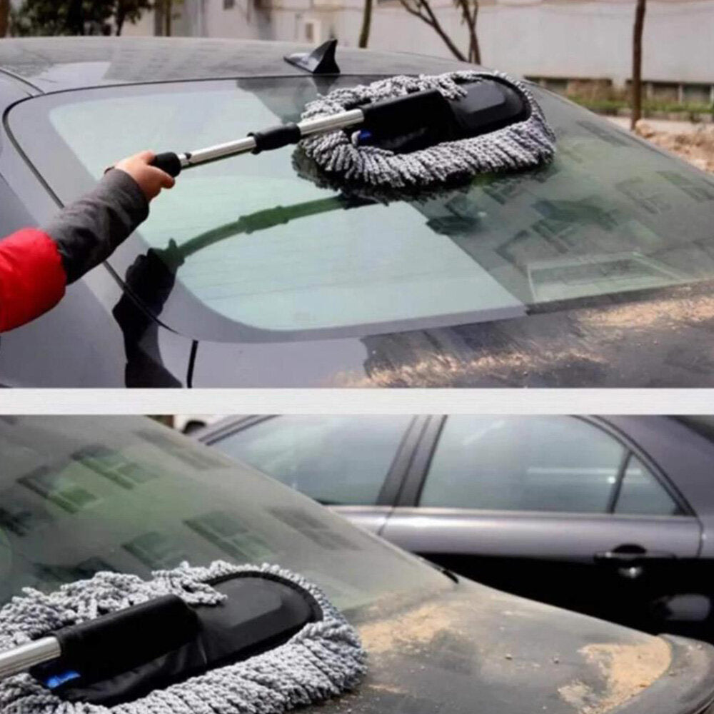 Blue telescopic nanofiber wax mop dust removal car duster car mop car brush car cleaning tools car supplies