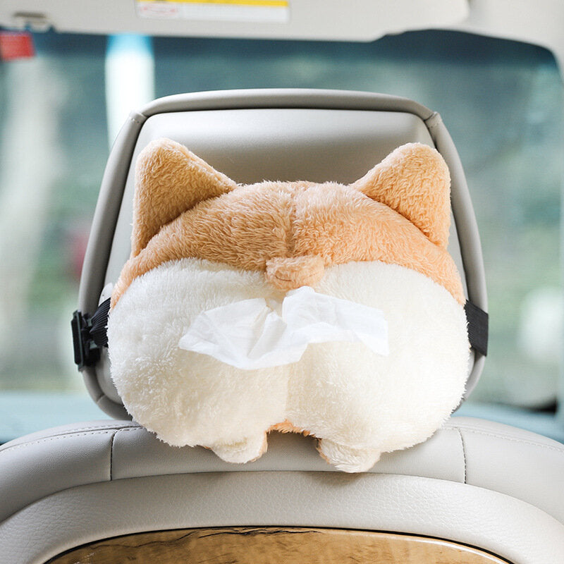 Corgi butt funny car tissue box creative cute tissue box car interior decoration tissue bag box