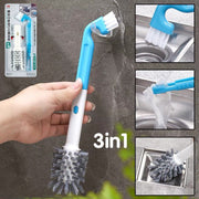 3-in-1 Multi-purpose Drain Cleaning Brush - Kitchen Sink Stain Remover Brush - Crevice and Debris Cleaning Brush - Car Crevice Cleaning - Deep Cleaning - Toilet Brush - 123AAJ