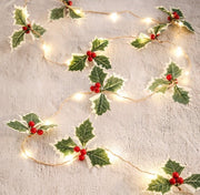 2M 20LED Christmas Lights String Wreath Red Berry Leaves Christmas Decoration Christmas Tree Lights
