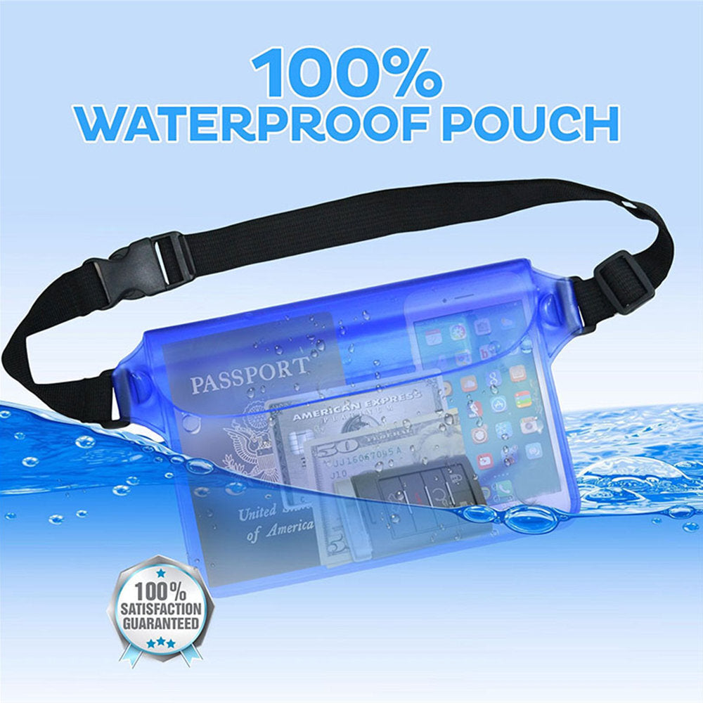 透白色 戶外游泳漂流包 三層密封手機防水袋 漂流游泳潛水PVC防水腰包 PVC腰包漂流袋