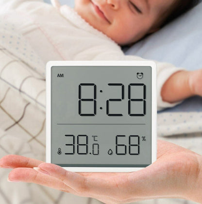 Household thermometer and hygrometer alarm clock large digital simple clock bedroom baby room silent LCD electronic clock