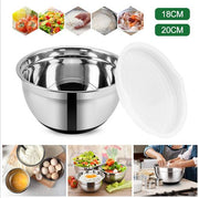 18CM thickened silicone bottom non-slip stainless steel cooking soup basin with lid whole Shajin marinated meat cake mixing and whipping cream basin