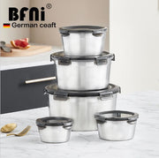 304 stainless steel crisper stainless steel food box lunch box refrigerator storage box lunch box round crisper box leak-proof picnic food box