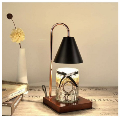Wooden aromatherapy wax melt lamp, aromatherapy candle living room bedside table lamp, bedroom aromatherapy lamp melted wax lamp warm candle lamp fragrance lamp warm wax lamp fragrance candle not including candle black decorative lamp