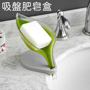 Two-tone Leaf-shaped Soap Dish Multifunctional Kitchen Sink Drain Sponge Holder with Suction Cup Soap Box