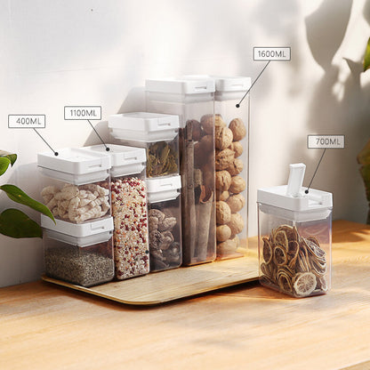 日式加厚密封罐PET五谷杂粮收纳盒防潮厨房透明塑料食物储物盒