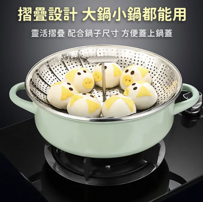 Stainless steel lotus telescopic steamer with handle (27cm) steamer