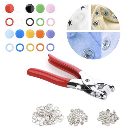[200-piece set] Multi-color five-claw buckle installation clamp, mother-in-law buckle, colorful five-claw buckle, baby clothes concealed buckle, anti-leak buckle, invisible mother-in-law buckle, no seam concealed buckle, hand pressure clamp set pliers