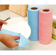 Disposable cleaning cloths (40 sheets/roll) wave pattern blue dishcloth easy-to-clean cloth wet and dry use kitchen and home cleaning cloths household cleaning and dusting paper