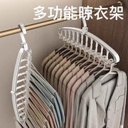 11-Compartment Multi-functional Storage Hanger, Magic Drying Rack, Folding Clothes Hanger, Wall-mounted Storage Organizer, Rotatable Hanger (White/11 Compartments)