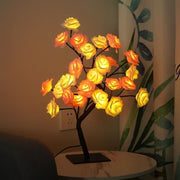 USB Switch LED Simulation Rose Flower Tree Lamp Decorative Night Light with Detachable Plastic Base - White Rose