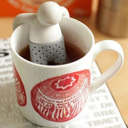 小人泡茶器矽膠可愛公仔茶漏茶具套裝茶葉分離器-灰色