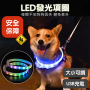 可調長度！寵物發光項圈｜防走丟／車禍／意外用 大小可調 USB充電 可配狗牌／牽引繩 多種發光模式 輕度防水｜外出必備 狗犬貓咪LED燈頸圈 遛狗出街散步配件 安全用品
