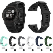22mm 青色 矽膠替換錶帶腕帶 適用於 Garmin Instinct