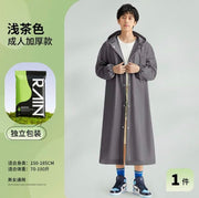 【淺茶色-灰色】非一次性雨衣 EVA 成人款 加厚 加長 户外徒步 旅游 便携式 连体雨衣
