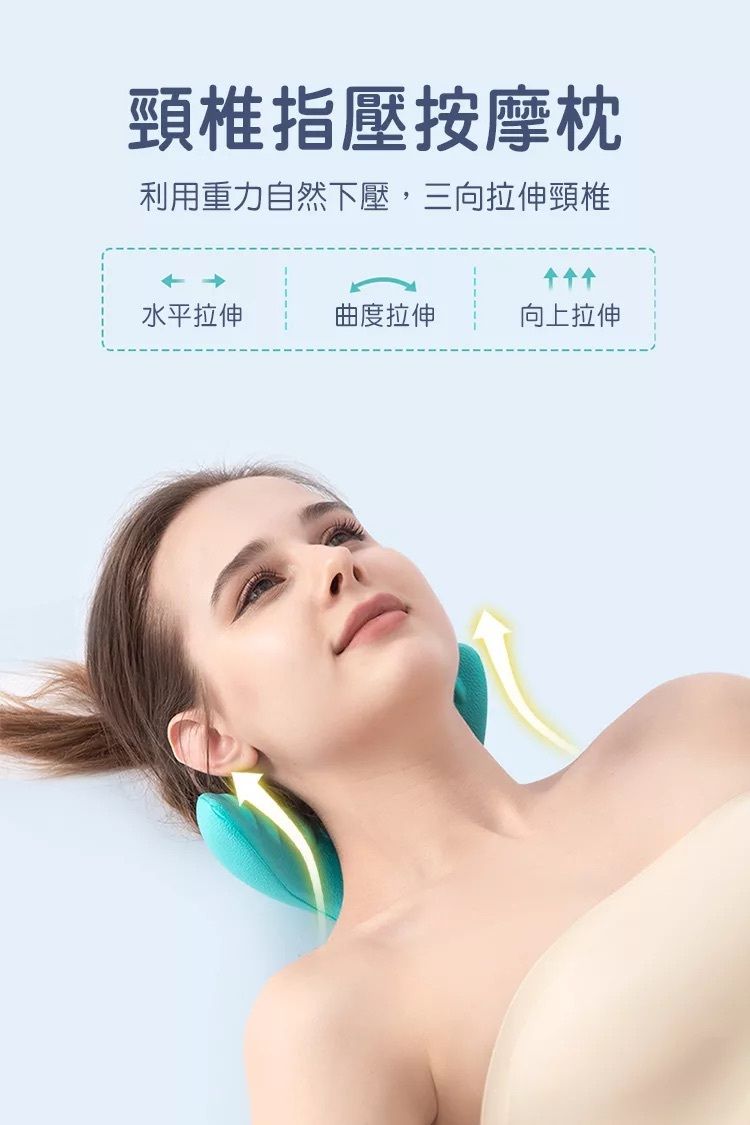 懶人專用！頸椎穴道按摩枕｜躺下即可 告別低頭族痠痛 人體工學指壓 牽引拉伸 富貴包矯正 緩解肩頸疲勞 頸部疏通 脊椎放鬆 助眠 舒壓 物理治療 護頸枕 母親節禮物 老人家長輩送禮 上班族必備 穴位頸枕- View 3-ManyMart 萬嚟買