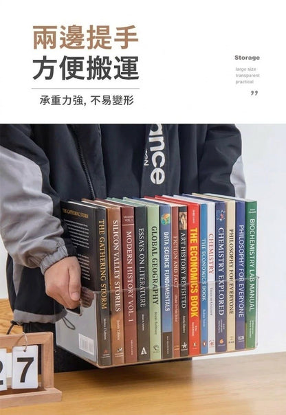 特大尺寸！高清透明收納籃｜超大容量 學生書桌文具整理架 雜物儲存 檔案分類 提手設計 房間衣櫃抽屜桌面整理籃 兒童小朋友玩具毛公仔書本衣物毛巾化妝品雜物收納筐 儲物盒 辦公室Office文件架 儲物箱- View 6-ManyMart 萬嚟買