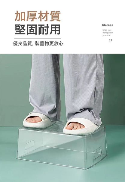 特大尺寸！高清透明收納籃｜超大容量 學生書桌文具整理架 雜物儲存 檔案分類 提手設計 房間衣櫃抽屜桌面整理籃 兒童小朋友玩具毛公仔書本衣物毛巾化妝品雜物收納筐 儲物盒 辦公室Office文件架 儲物箱- View 8-ManyMart 萬嚟買