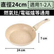 【直徑24cm】 麥飯石 不沾鍋 家用炒鍋 電磁爐 平底鍋 瓦斯爐 無油煙 牛排鍋炒菜