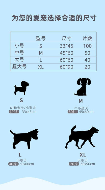 【S碼：33x45cm】100片裝尿墊 狗狗尿片 狗廁所 寵物尿布墊 抛弃式狗厕所 訓練寵物尿片 環保狗狗 尿布 狗尿布墊 柯基 老年犬 幼犬 狗尿墊 尿布 尿不濕 寵物吸水尿片 泰迪 金毛 加厚- View 5-ManyMart 萬嚟買