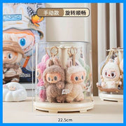 拉布布掛飾展示盒 旋轉透明 毛絨公仔玩偶 手辦盲盒 收納展示架 桌面收納盒