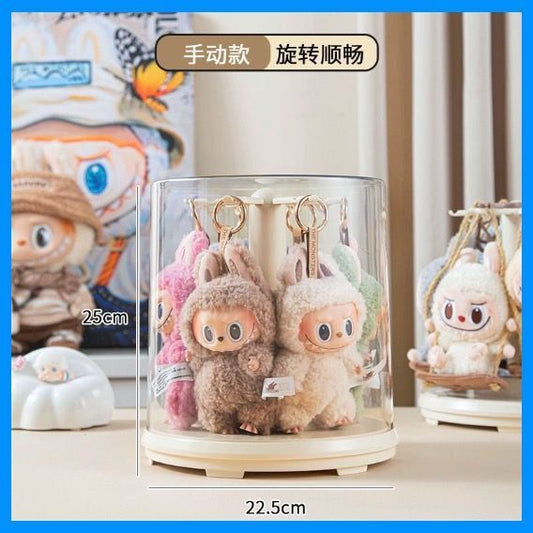 拉布布掛飾展示盒 旋轉透明 毛絨公仔玩偶 手辦盲盒 收納展示架 桌面收納盒- View 1-ManyMart 萬嚟買