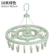 (18 clips/green) Round clothesline clip, windproof drying rack, sock clip, sock hanger, pants hanger, hanging rack