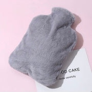 (Grey 2000ml) Plush Hot Water Bottle for Hand Warming, Water-Filled Hand Warmer Bag, Explosion-Proof Foot Warmer for Students in Dorms, PVC Hot Water Bag