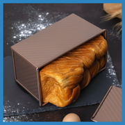 [Gold - Large] Baking Mold 450g Carbon Steel Corrugated Non-stick with Lid Bread Mold Loaf Pan Home Oven Food Grade Carbon Steel Easy Release Easy to Clean Sturdy High Temperature Resistant Baking Tool Toast Mold