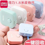 [1 pc] Deli Mini Portable Retractable Tape Measure 1.5m Dual Sided Metric/Imperial (Soft Ruler | Measuring Tape) Color Random [Parallel Import]