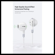 PC-6T White Type-C Earphones, Wired In-Ear Headphones with Good Sound Quality, Type-C Jack, Stereo Earbuds, Deep Bass, with Microphone, Button Control, 1.2m Cable Length, Fully Compatible with Samsung Phones