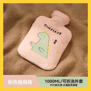 【1000ml】Hot Water Bottle, Pink, Fillable, Removable and Washable Fleece Cover, Explosion-proof Rubber Liner, Long-lasting Warmth, Hot Water Bag, Winter Essential