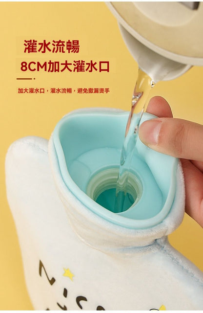 【1000ml】暖水袋 粉色 注水式 可拆洗絨套 防爆橡膠內膽 持久保溫 熱水袋 保溫袋 冬季必備- View 3-ManyMart 萬嚟買
