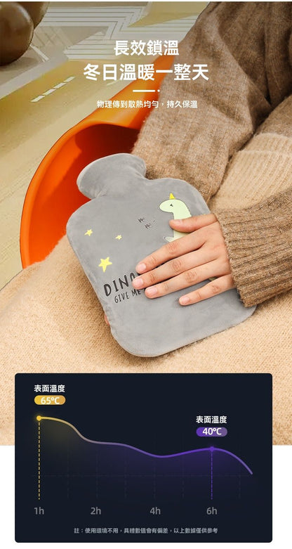 【1000ml】暖水袋 粉色 注水式 可拆洗絨套 防爆橡膠內膽 持久保溫 熱水袋 保溫袋 冬季必備- View 4-ManyMart 萬嚟買