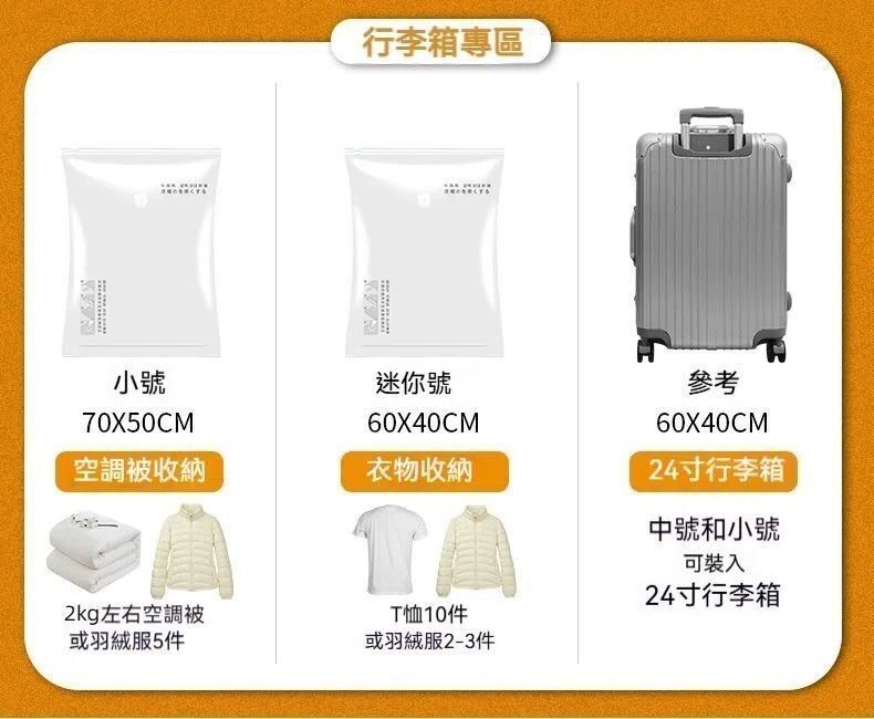 真空收納袋40x60cm 真空壓縮袋 透明衣物棉被羽絨服專用壓縮袋 省空間 家用收納袋 旅行用品 戶外收納-超小號60*40cm- View 5-ManyMart 萬嚟買